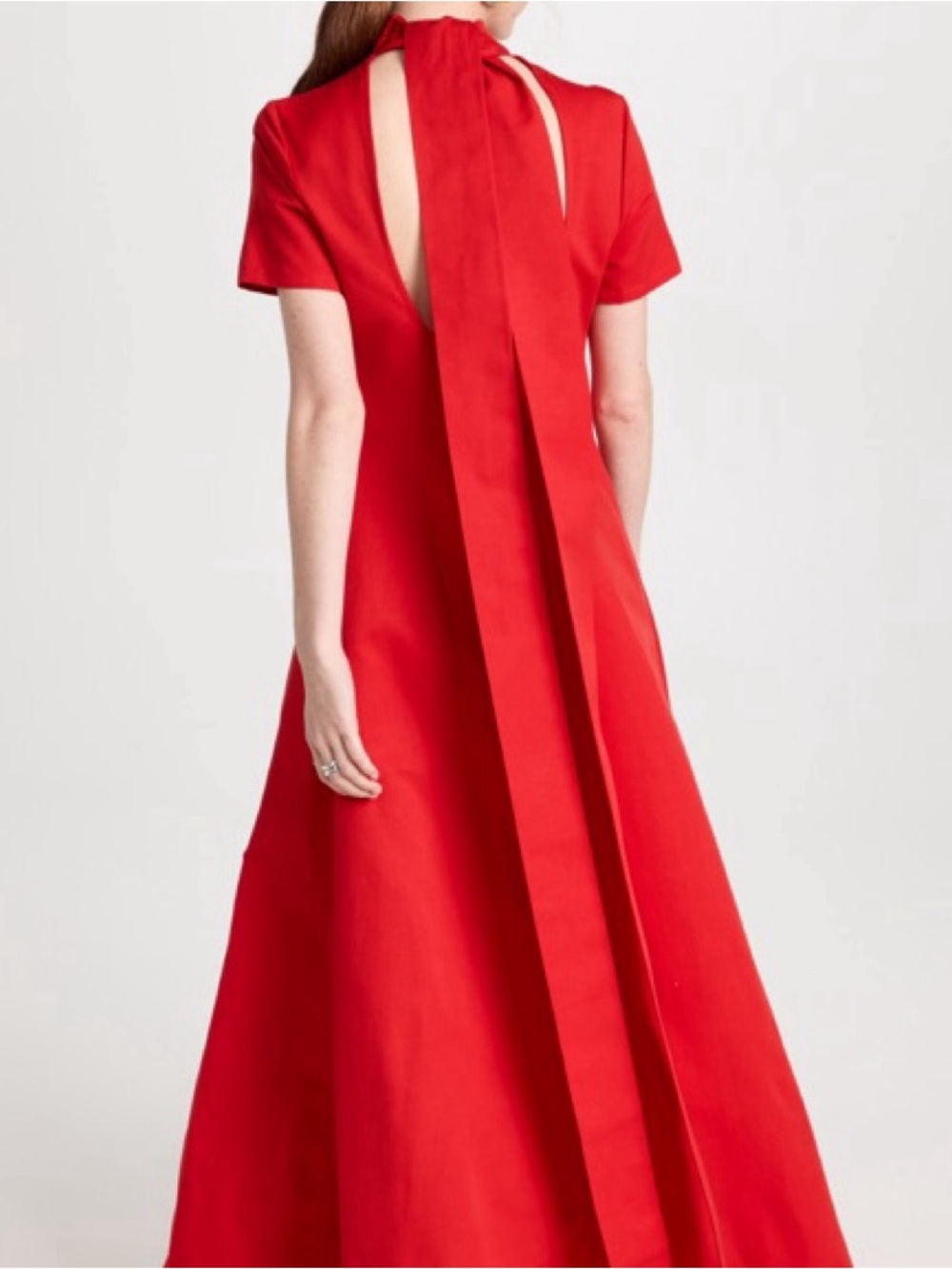 Staud‎ Ilana Back Bow Maxi Dress Red Open Back Tie Neck Gown XS